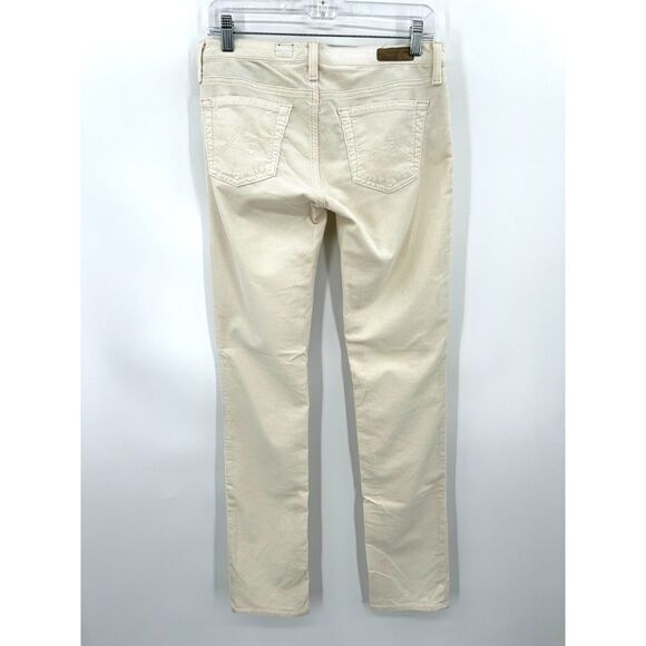 AG ADRIANO GOLDSCHMIED Cream White Corduroy Stevie Slim Straight Leg Jeans 27 - Picture 2 of 8